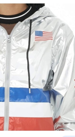 Forever 21 Nasa Graphic Metallic Windbreaker Silver woman's size S - Picture 6 of 12